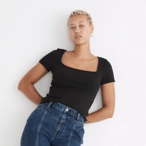 Madewell Ribbed Square-Neck Crop Top